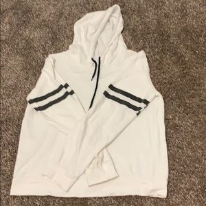 Worn, White hoodie, black stripes, small, Ross.
